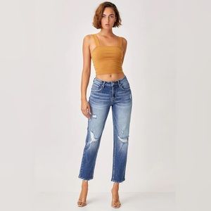 RISEN Jeans Mid-Rise Distressed Ankle Boyfriend Jean